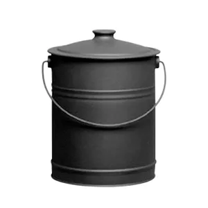 Black Steel Coal Bucket With Lid