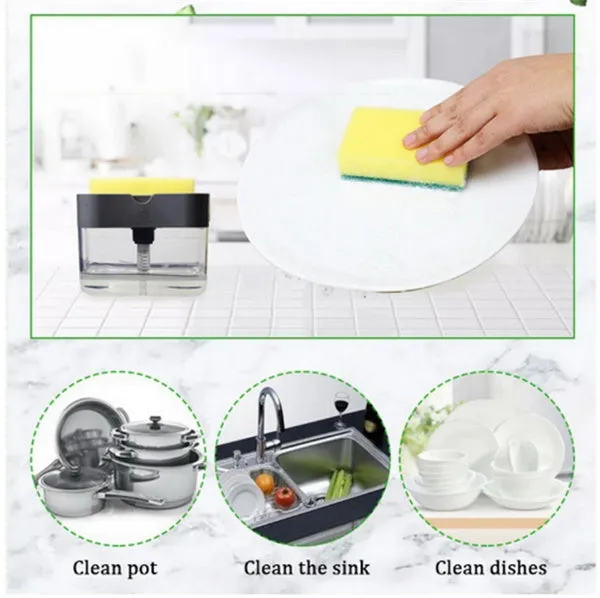 1273 2 in 1 Soap Pump Dispenser Sponge Holder Kitchen Sink Soap Holder Dispenser