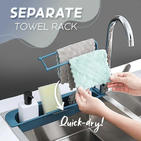 2307 Telescopic Adjustable Faucet Rack Dish Brushes Sponge Storage Shelves Sink Drain