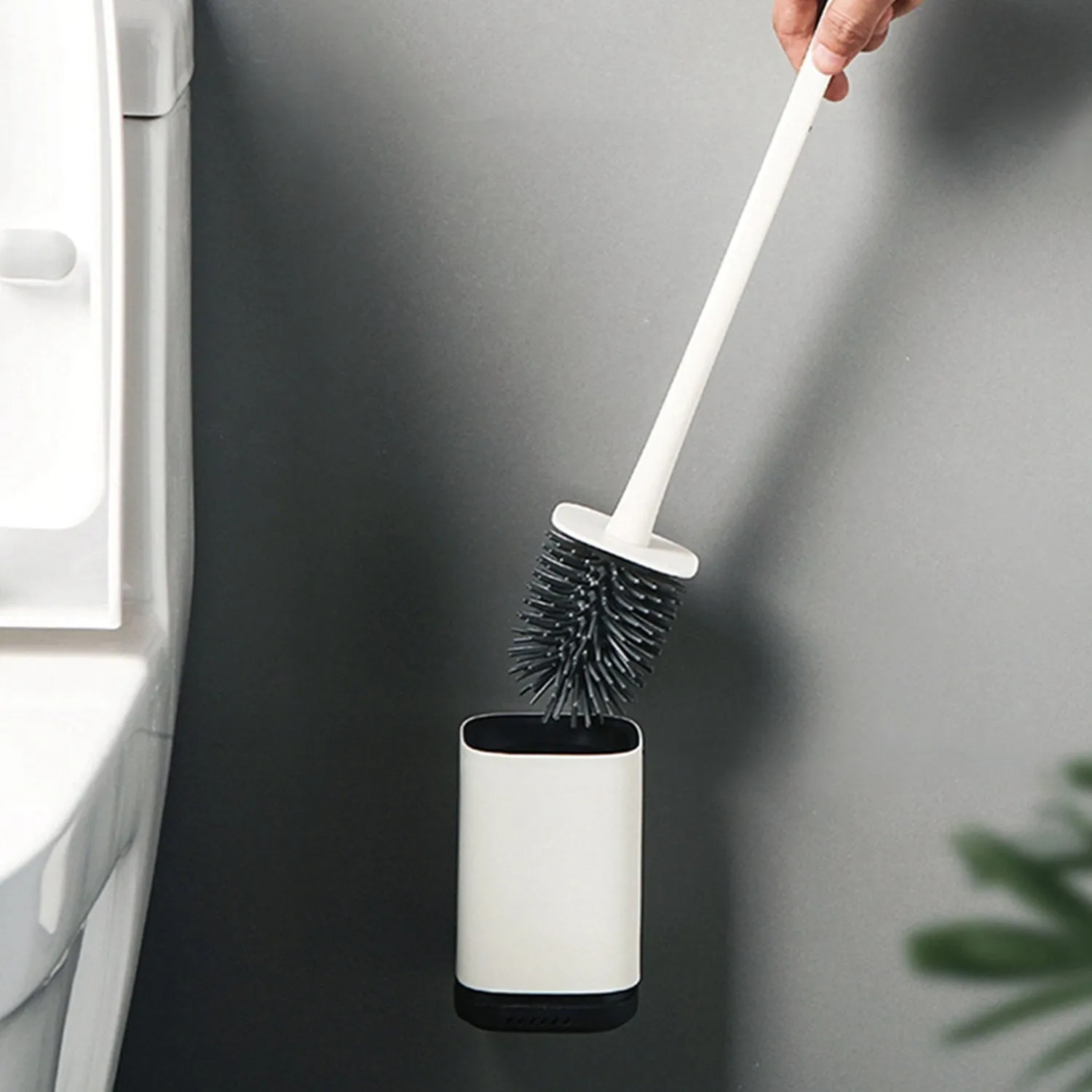 7601 Silicone Toilet Brush with Holder Stand , Brush for Bathroom Cleaning, Cleaning Silicone Brush and Holder