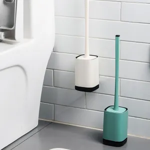 7601 Silicone Toilet Brush with Holder Stand , Brush for Bathroom Cleaning, Cleaning Silicone Brush and Holder