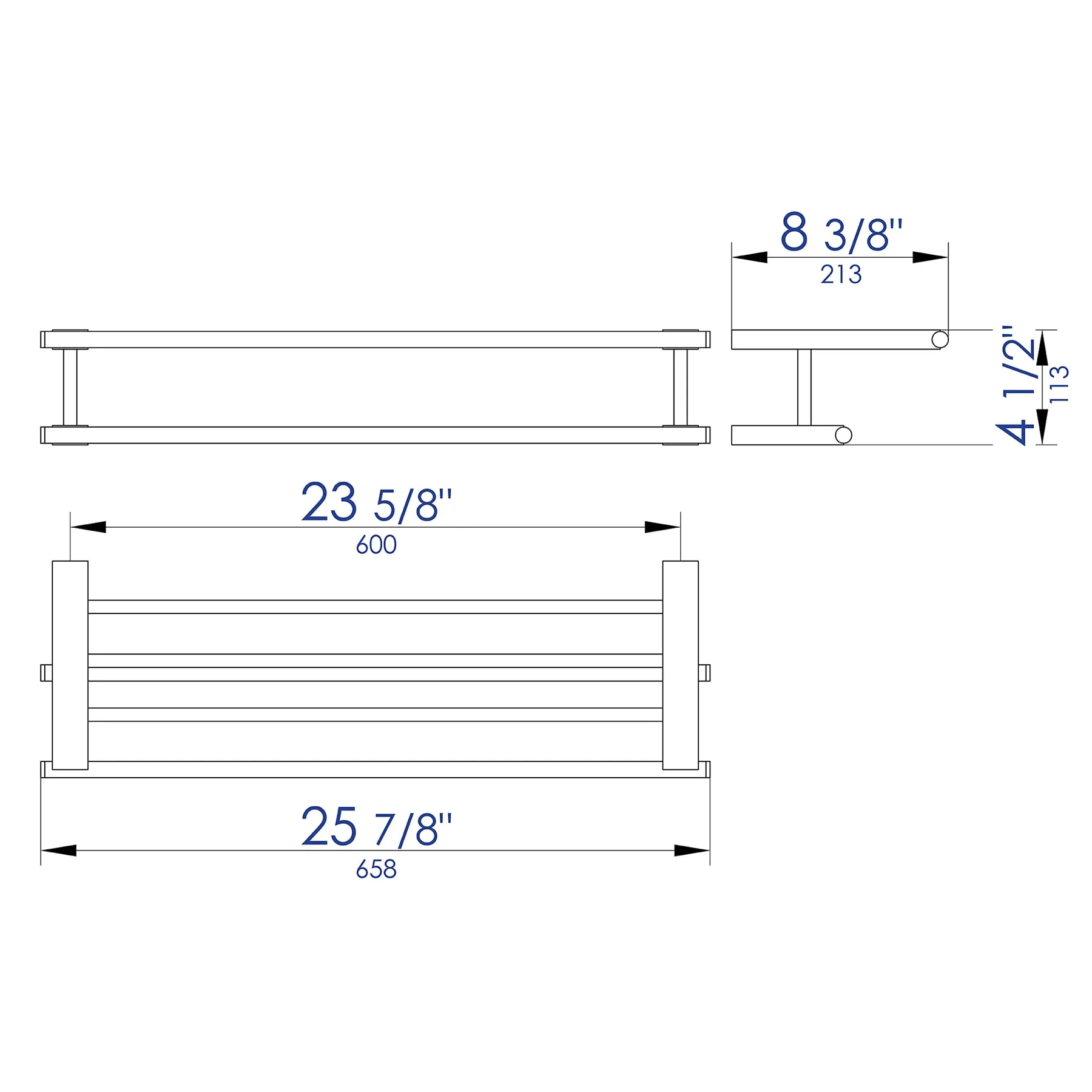 ALFI Brand AB9564-BM Black Matte 26" Towel Bar & Shelf