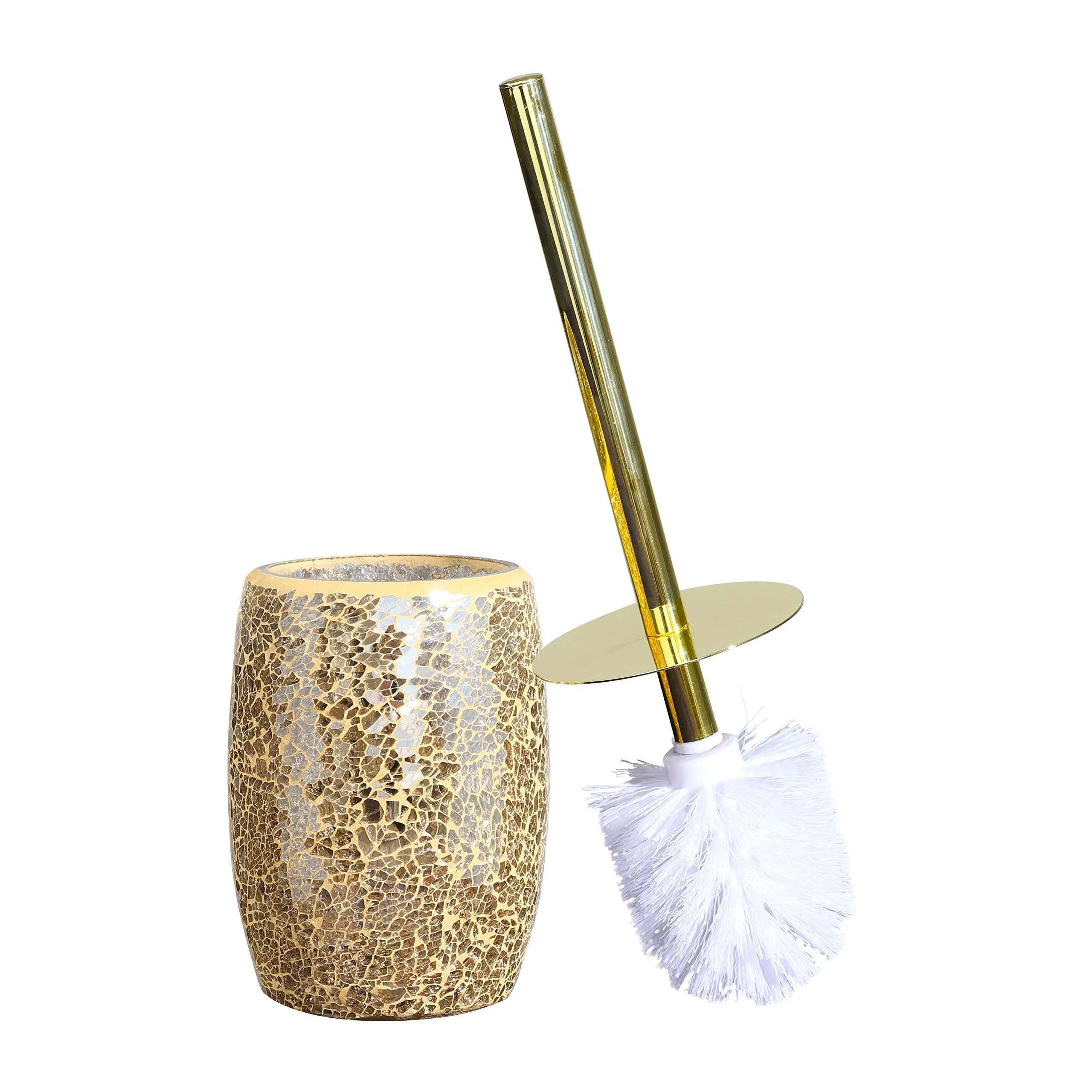 Bathroom Accessories Toilet Brush Set - Toilet Bowl Brush and Holder (Gold