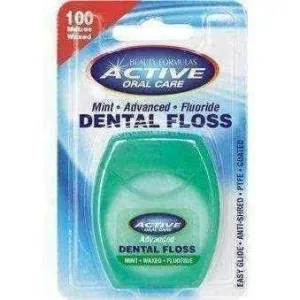 BEAUTY formulas ACTIVE Floss mint waxed with fluoride 100m, dental floss