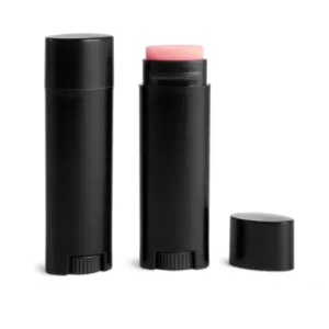 Black Lip Balm Tube w/ Cap - Oval Set - Standard Size .15oz