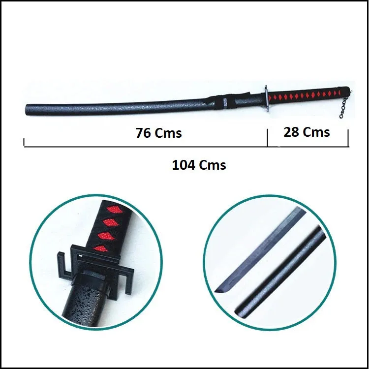 Bleach Kurosaki Ichigo Zangetsu Blade Katana for Cosplay Wooden | 105 Cms |