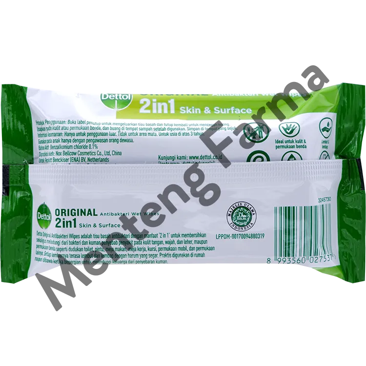 Dettol Anti Bakteri Wet Wipes Original Isi 10 Lembar