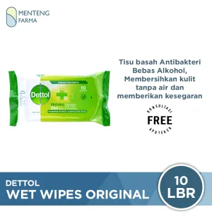 Dettol Anti Bakteri Wet Wipes Original Isi 10 Lembar