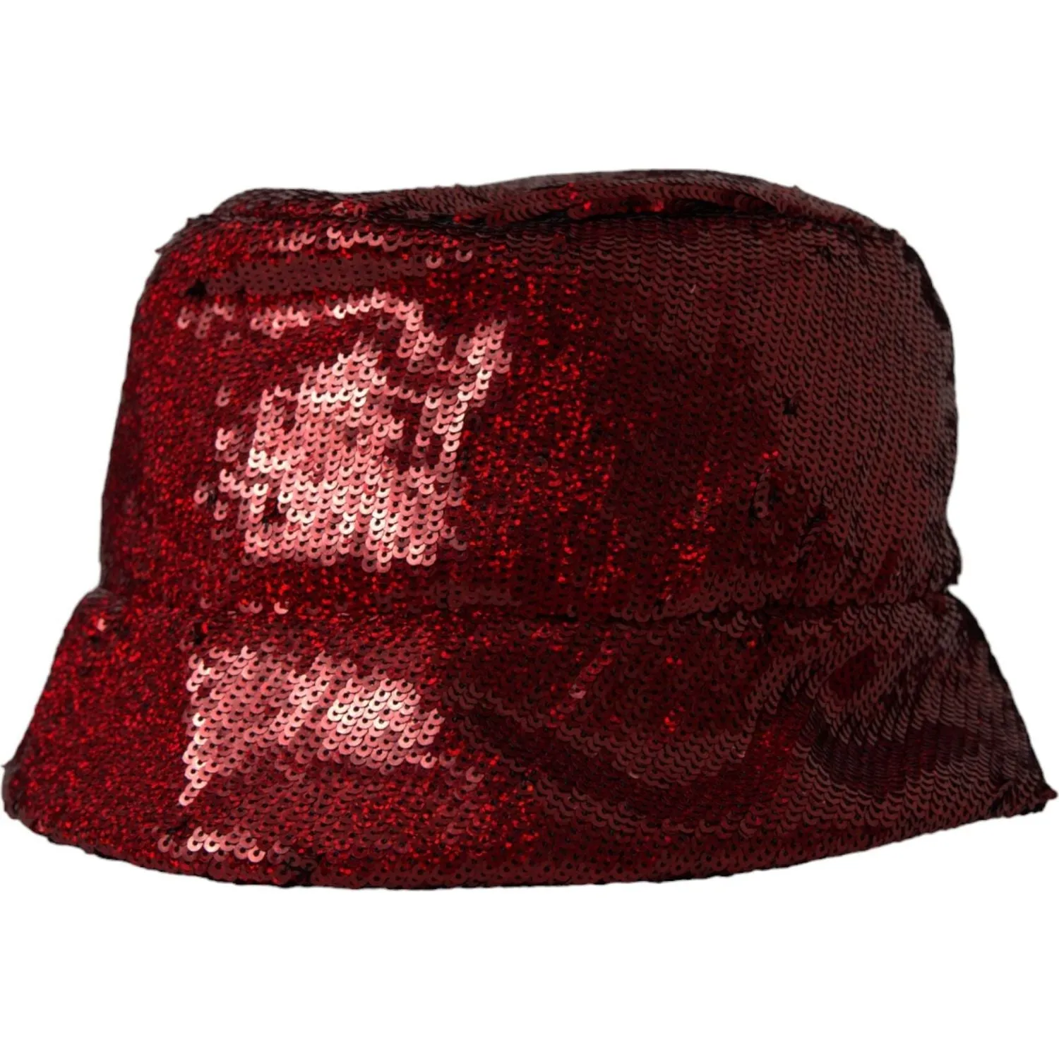 Dolce & Gabbana Red Sequined Nylon Bucket Hat Men