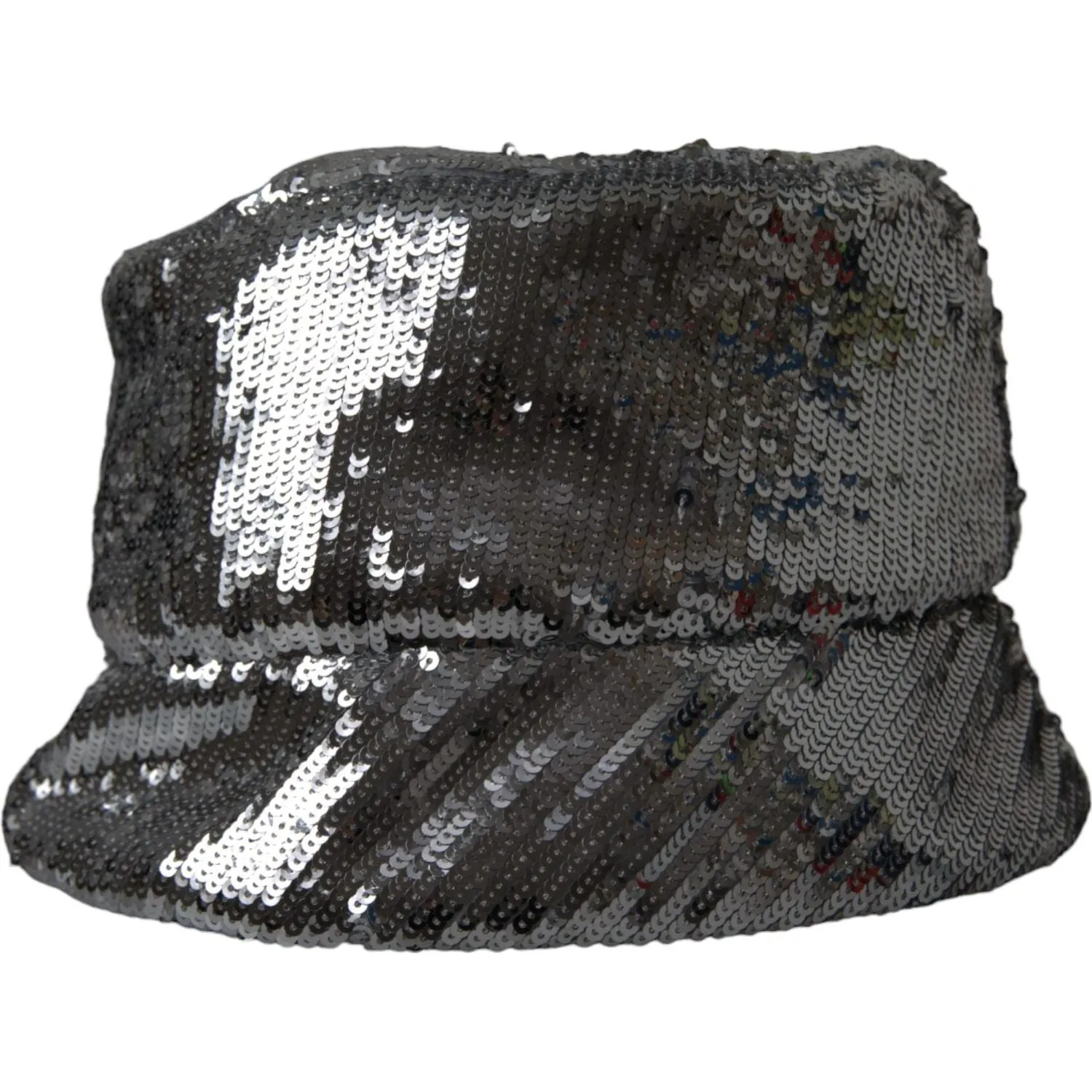 Dolce & Gabbana Silver Sequined Nylon Bucket Hat Men