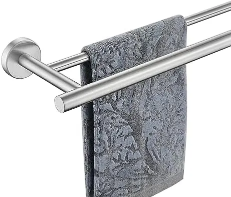 Double Towel Bar, 304 Stainless Steel Thicken 0.8mm Bath Towel Rack for Bathroom, Towel Holder Wall Mount