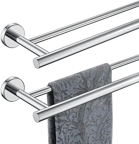 Double Towel Bar, 304 Stainless Steel Thicken 0.8mm Bath Towel Rack for Bathroom, Towel Holder Wall Mount