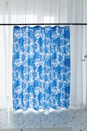 Fabric Floral Shower Bath Curtain with 12 Rollerball Shower Curtain Rings Rustproof Metal Hooks, 83006