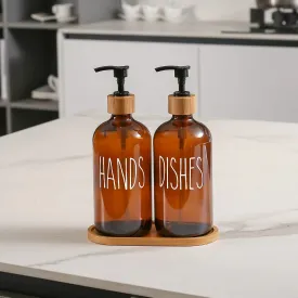 Glass Amber Soap Dispenser Bottles