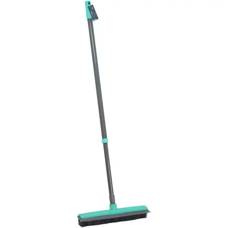 JVL Rubber Bristle Brush Broom Turquoise / Grey