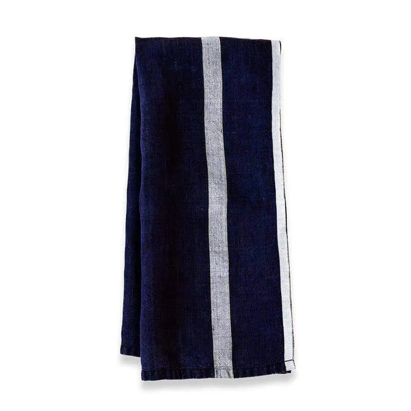 Laundered Linen Kitchen Towels Indigo & White, Set of 2