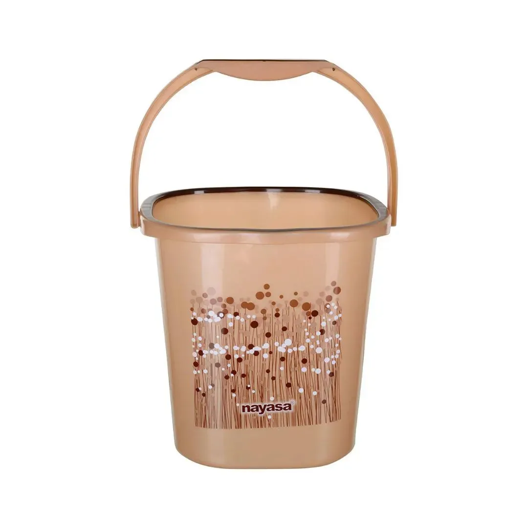 NAYASA Brown Funk Bucket,Mug & Stool Set - 3-Piece for Bathroom