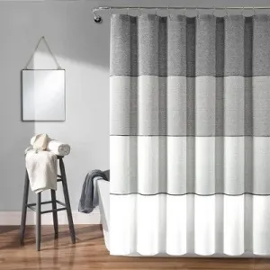 New - 72"x72" Ombre Yarn Dyed Eco Friendly Recycled Cotton Shower Curtain Gray - Lush Décor