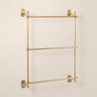 New - Wall-Mounted Brass Ladder Towel Rack Antique Finish - Hearth & Hand with Magnolia