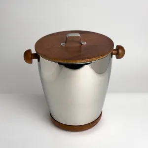 Polished Aluminum Ice Bucket w/Wood