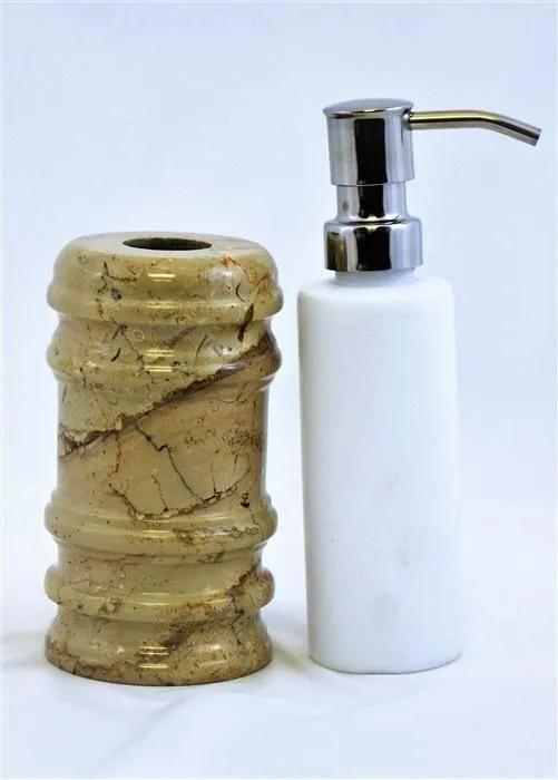 Soap & Lotion Dispenser of Sahara Beige Marble - Bengal Collection