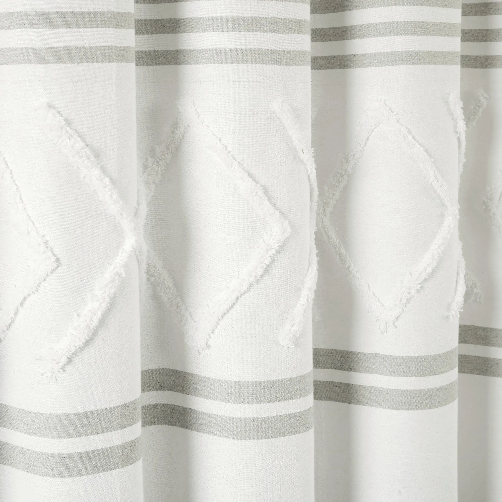 Urban Diamond Stripe Woven Tufted Recycled Cotton Blend Shower Curtain